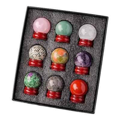 天然水晶球天然白黑绿黄粉原石