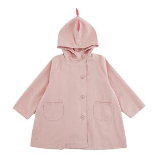 幼悠女童撞色三角背脊风衣春秋童趣可爱立体犄角防风连帽外套
