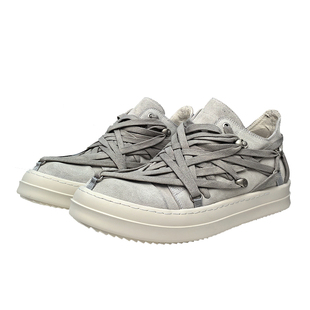 新款ro低帮鞋子男士五芒星铆钉绑带板鞋木乃伊真皮运动休闲鞋女潮