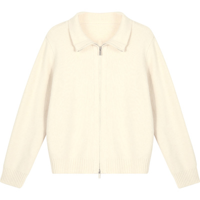 双拉链高领针织开衫秋冬毛衣外套