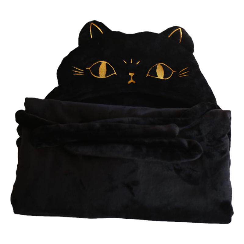 猫咪披风黑色连帽手套一体午睡毯