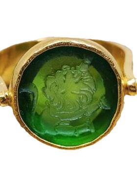 精美简约艺术绿色凹版玻璃金色