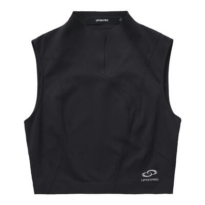 单向导湿修身运动半开立领背心女