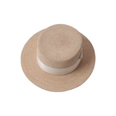 L.MOZ定制赫本风法式平顶草帽子女新款海边度假遮阳防晒帽大头围