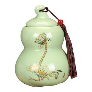 厕所卫生间在西北角避水兽瓶摆件荷花鲤鱼图陶瓷葫芦瓶化解门对门