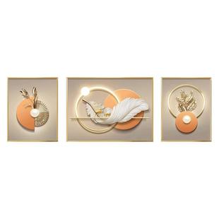 现代简约客厅装饰画轻奢羽毛三联画高档寓意好挂画沙发背景墙壁画