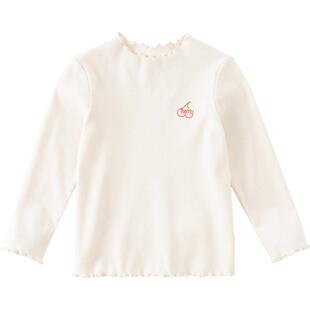 戴维贝拉女童打底衫儿童白色毛衣针织衫宝宝上衣半高领T恤童装