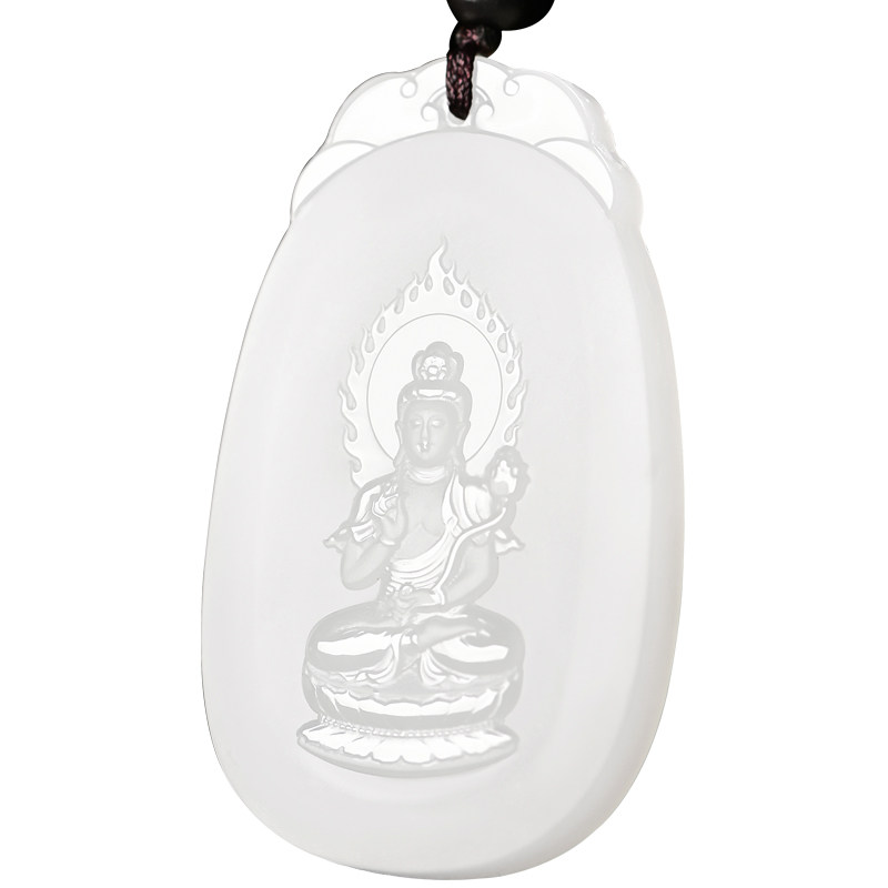 羊脂白玉生肖本命佛守护神吊坠