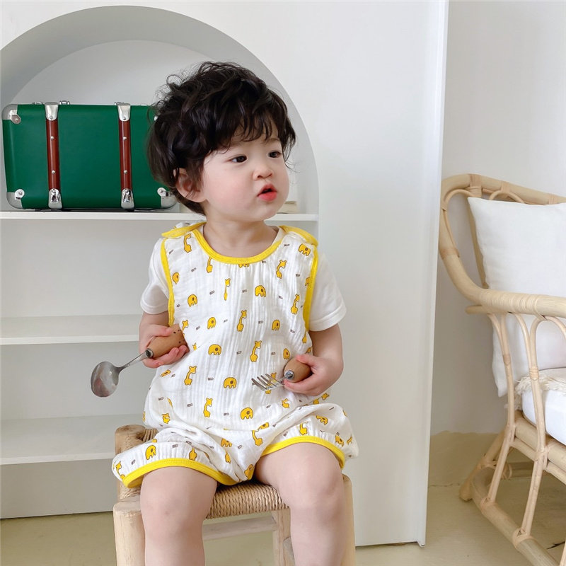 儿童无袖式分腿睡袋马甲宝宝夏背心睡袍纯棉纱布婴幼儿空调薄睡衣