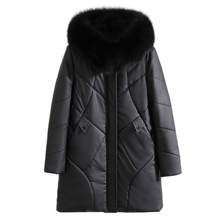 2025新款真皮羽绒服女中长款海宁皮衣加厚加大码妈妈冬装皮草外套