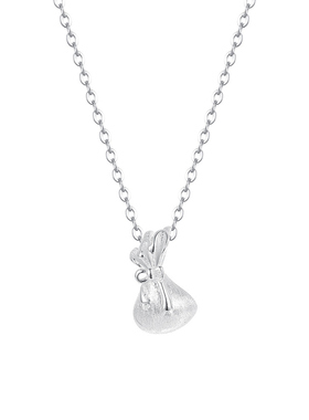 S999足银拉丝小福袋项链毛衣链