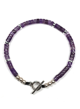 pohier宝喜儿紫水晶纯银手链