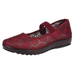 43码大码女鞋夏季老北京布鞋女士网面鞋镂空中老年夏天老人凉鞋女