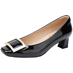 百田森早春漂亮单鞋女2026新款裸色高跟鞋不累脚水钻方扣晚宴单鞋