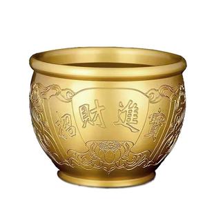招财进宝百福铜缸纯黄铜米缸聚宝盆摆件客厅家居聚财小铜盆存钱罐