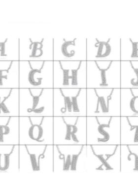 字母项链方梯镶钻短款锁骨链