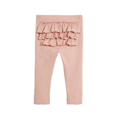 Newbie瑞典进口童装春夏婴儿新生儿粉色荷叶边打底裤