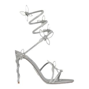 【会员折上折】RENE CAOVILLA MARGOT系列水钻蝴蝶结绑带高跟凉鞋