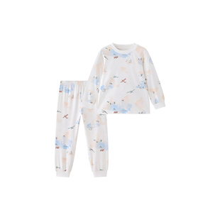 英氏儿童家居服套装春季新款男童女童内衣套装四季长袖睡衣两件套