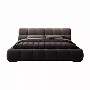 意式极简布艺床科技绒泡芙床轻奢现代高端大气双人主卧大床储物床