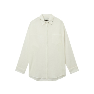 IT THE WORLD IS YOUR OYSTER男装微透翻领长袖衬衫新款简洁气质