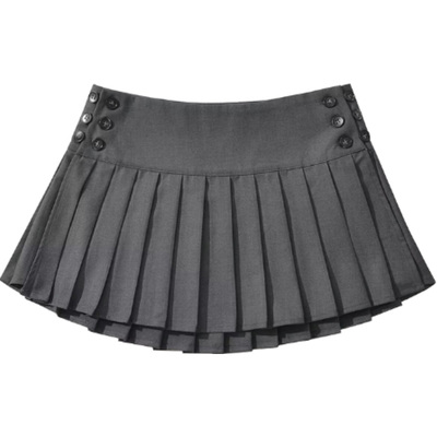 辣妹可调节低腰开叉百褶裙