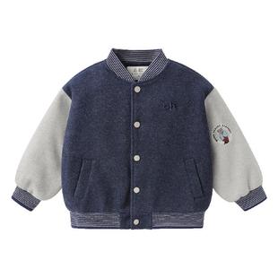 右欧儿童加绒棒球服外套学院风男童女童保暖厚款棉服冬季新款童装