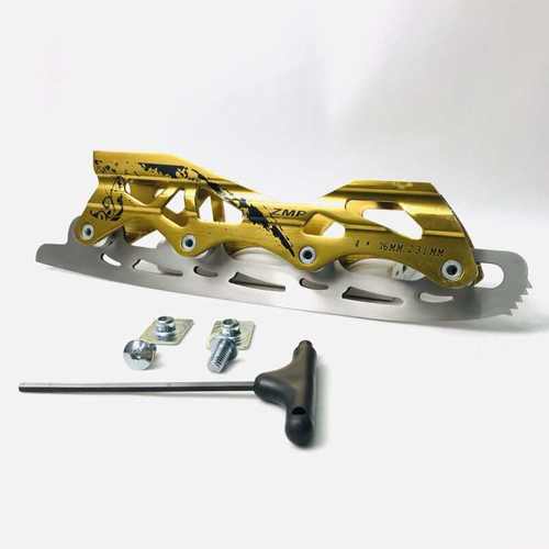 平花鞋刀架铝合金溜冰鞋冰刀架金色单腿驴自制冰车配件DIY炫彩闪