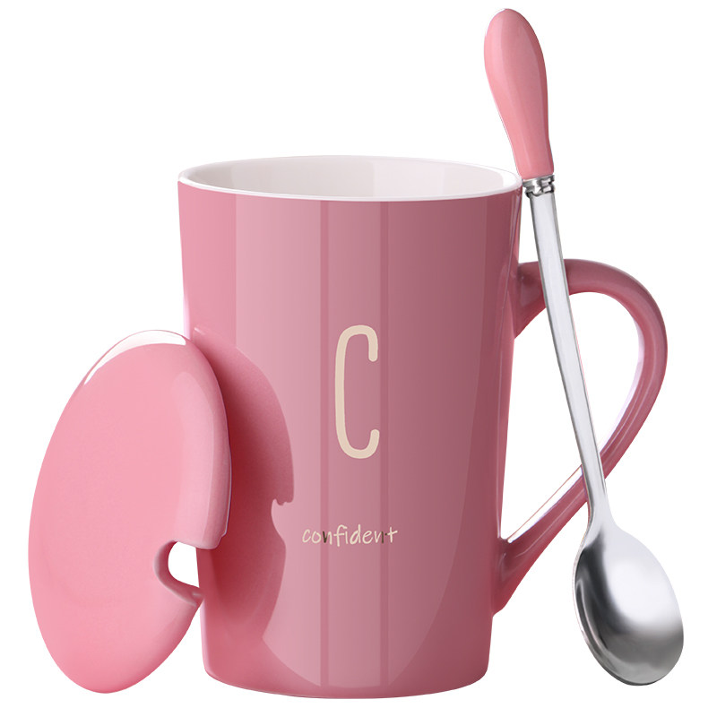创意个性杯子陶瓷马克杯带盖勺潮流情侣喝水杯家用咖啡杯男女茶杯