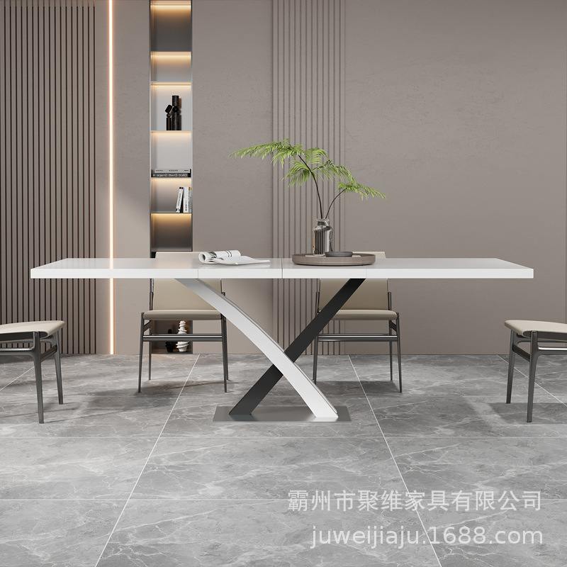 意式餐桌可拉伸轻奢现代简约餐桌家用小户型长方形桌家用桌子