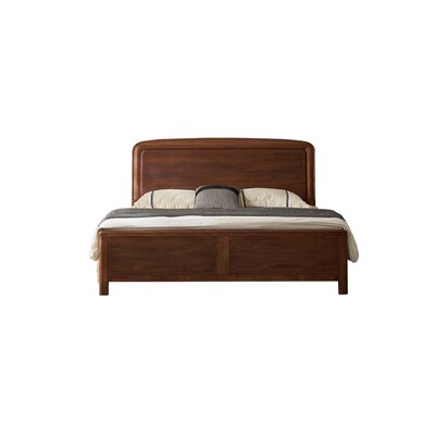 现代简约胡桃木全实木床1.8米满铺榫卯卧室床1.5米气压储物双人床