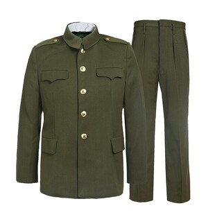 老货87式冬常服马裤呢套装冬常服军绿色毛料老式干部怀旧中山装