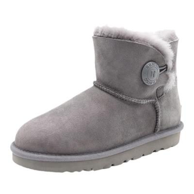 KHHUGG雪地靴女一粒扣2025新款冬季羊皮毛一体纽扣短筒加厚雪地棉