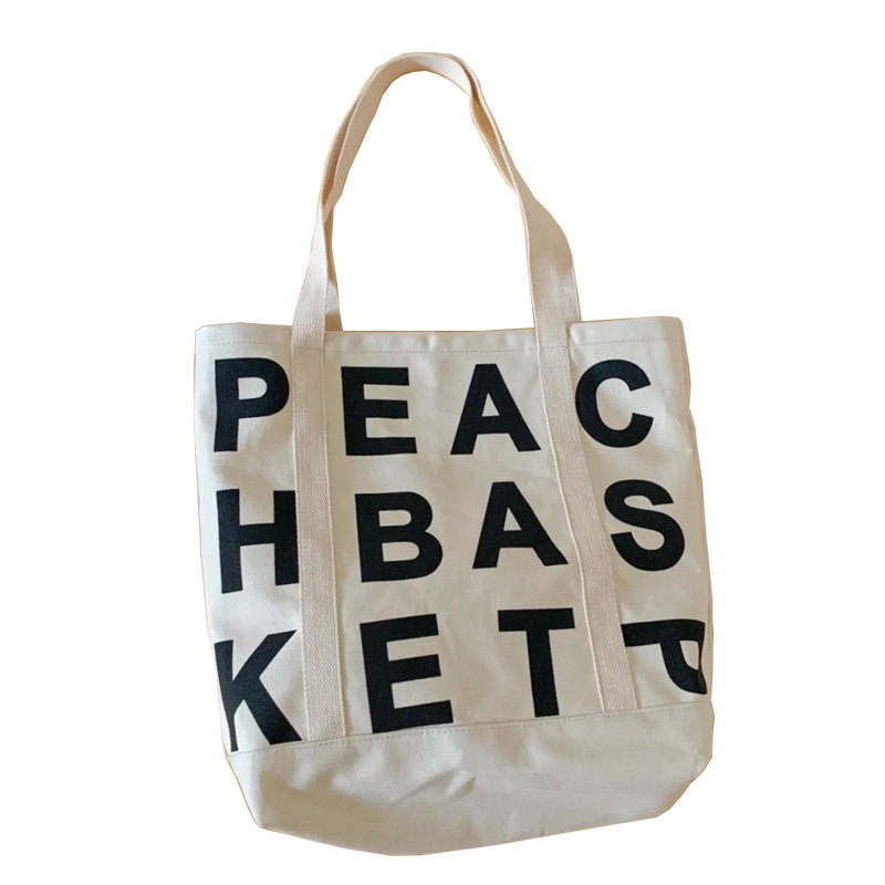 peachbasket包日系字母帆布包女夏文艺新款通勤大容量托特包