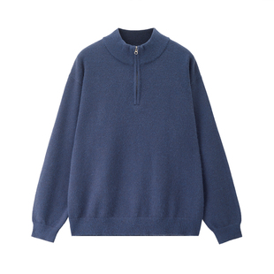 设计师款佐丹奴厚实毛衣男装新款宽松半高领半拉链针织衫18055807