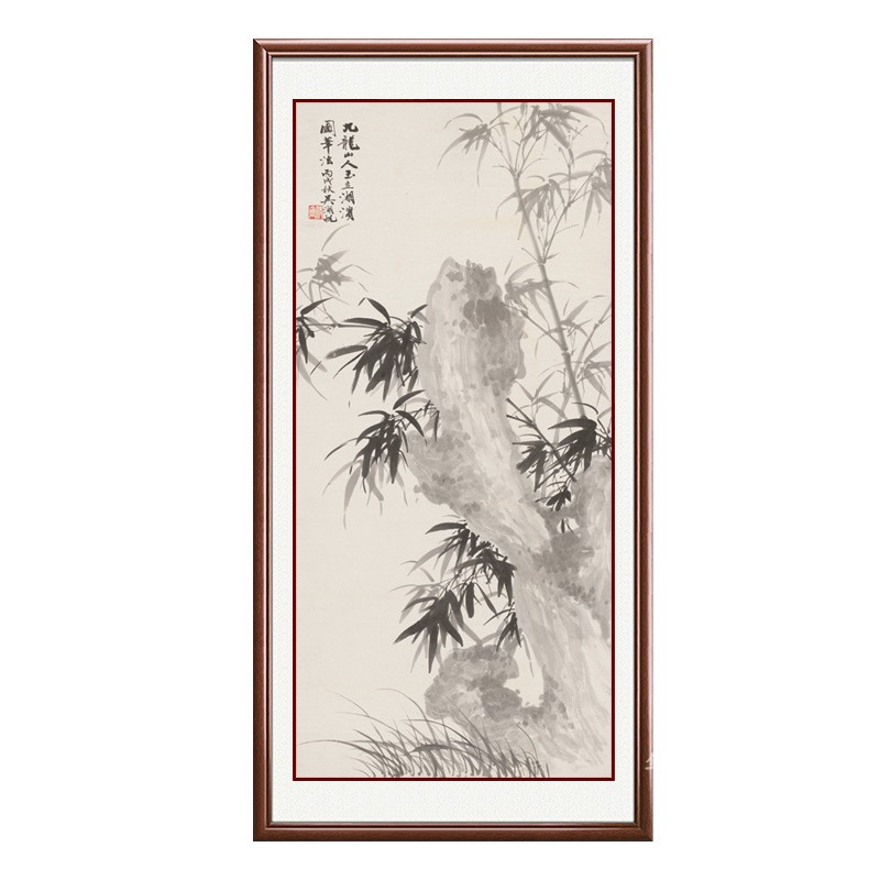 水墨竹子竹报平安新中式招财挂画