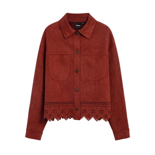 Desigual仿麂皮激光镂空短款夹克女士外套