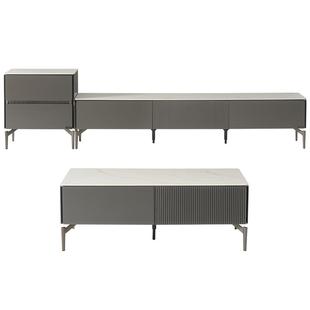 全友家居现代简约岩板茶几电视机柜家用客厅小户型收纳边柜组合