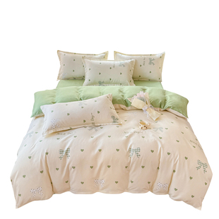 秋冬加厚被套单件150x200x230学生宿舍纯棉磨毛被罩床单三四件套