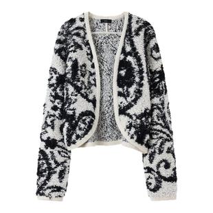 ICE DUST 2025秋季新款短款双色提花开衫女小众设计感针织开衫