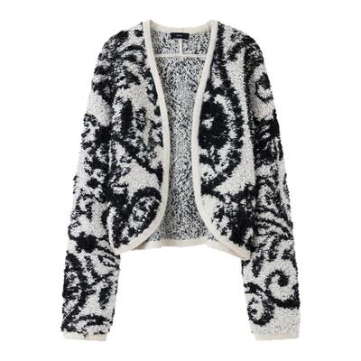 ICE DUST 2025秋季新款短款双色提花开衫女小众设计感针织开衫