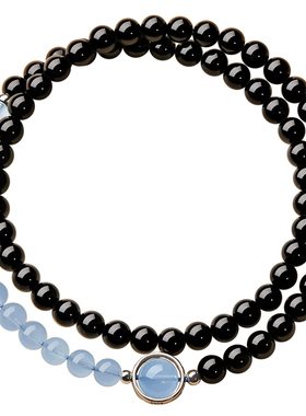 【已祝福】黑曜石海蓝宝补水手串