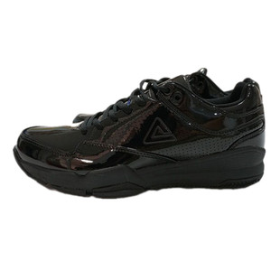 匹克赞助欧冠漆皮篮球裁判鞋全黑色带防伪现货包邮正常码