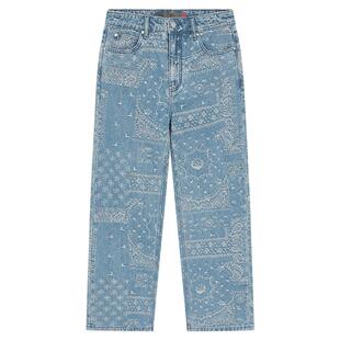 Fun2025春夏线下商场同款腰果花满印老花提织牛仔牛仔长裤直筒裤