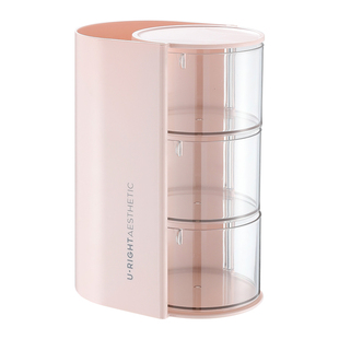 古迪旋转粉扑化妆刷收纳盒二合一100分粉扑气垫粉扑桶神器防尘