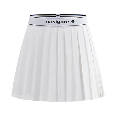 Navigare意大利小帆船2026夏季户外休闲女士高腰白色百褶A字短裙