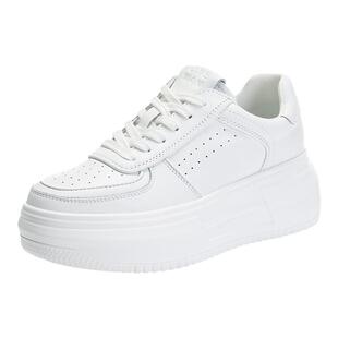 网面增高小白鞋女款2026夏季新款薄款厚底透气真皮百搭运动休闲鞋