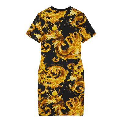 【季末优惠】VERSACE JEANS COUTURE 女士印花平纹针织迷笛连衣裙