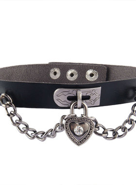 暗黑原宿朋克风爱心项链