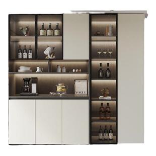 轻奢实木多层板餐边柜高柜一体靠墙厨房收纳置物柜子碗橱定制酒柜